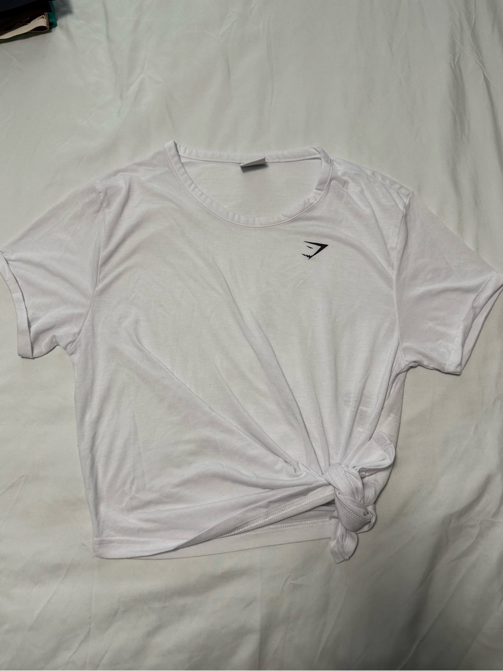 Gymshark White Short Sleeve Knot Front Tee